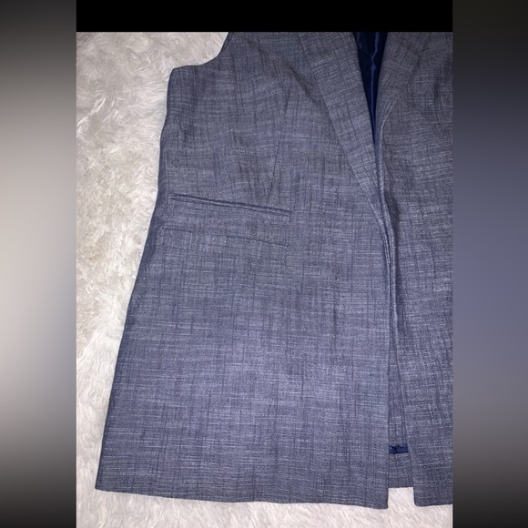 I. N. Studio Women’s Navy Blue Denim Like Vest Open Front w/ Collar Sz 8 NWT - Picture 2 of 12